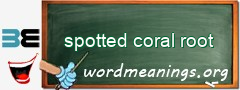 WordMeaning blackboard for spotted coral root